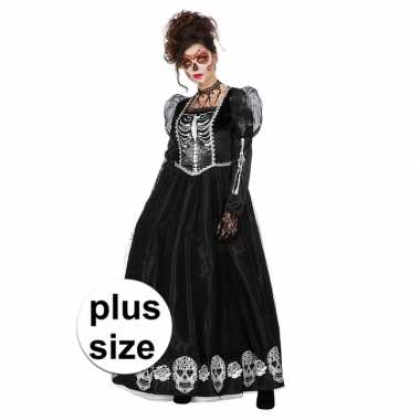 Grote maat day of the dead halloween gothic jurk voor dames