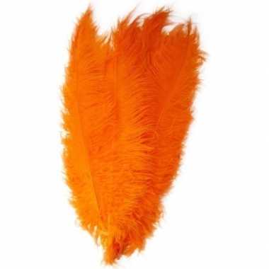 Grote veer/struisvogelveren oranje 50 cm verkleed accessoir