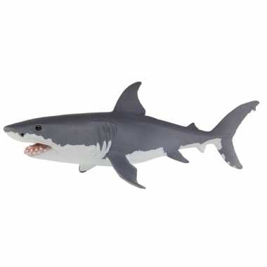 Grote witte haai van plastic 13 cm
