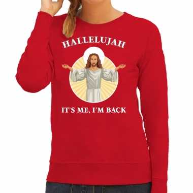 Hallelujah its me im back kerstsweater / outfit rood voor dames