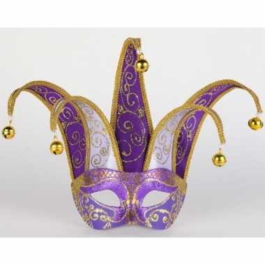 Handgemaakt decoratie masker paars/lila