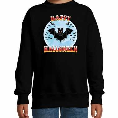 Happy halloween vleermuis verkleed sweater zwart voor kinderen