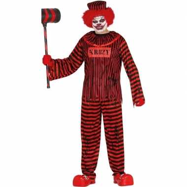 Horror clown gevangene verkleed kostuum rood/zwart voor heren