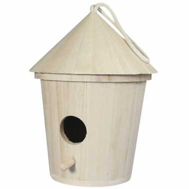Houten vogelhuis om te versieren 16 cm