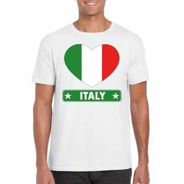 Italie hart vlag t-shirt wit heren