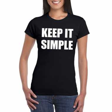 Keep it simple tekst t-shirt zwart dames