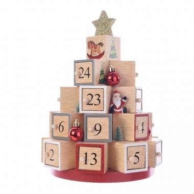 Feest kerst decoratie adventskalender kerstboom mdf 28 cm
