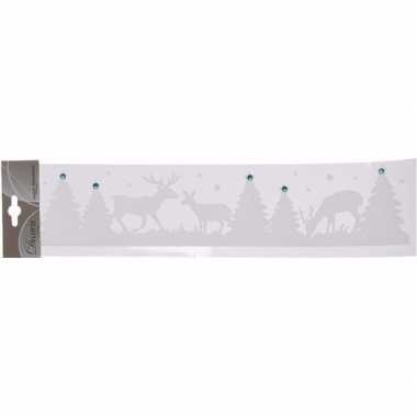 Kerst decoratie raamstickers rendieren rand 46 cm