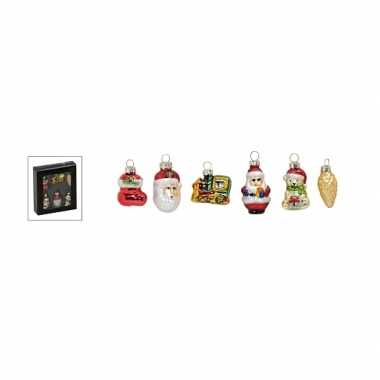 Kerstballen figuren van glas 6 stuks type 1
