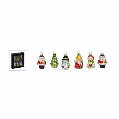 Kerstballen figuren van glas 6 stuks type 2