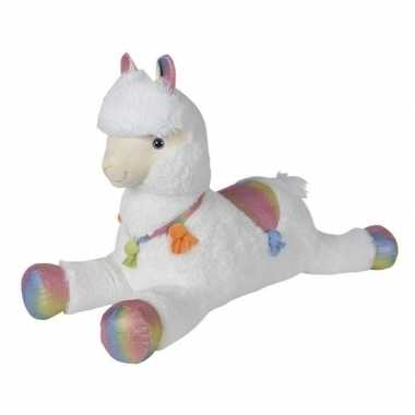 Lama speelgoed artikelen alpaca knuffelbeest witte 80 cm
