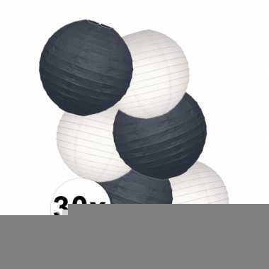 Lampionnen versiering set zwart/wit