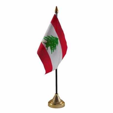 Feest libanon tafelvlaggetje 10 x 15 cm met standaard