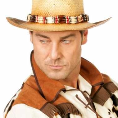 Luxe cowboy hoed voor heren met kralenketting