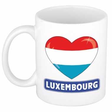 Luxemburgse vlag hartje theebeker 300 ml