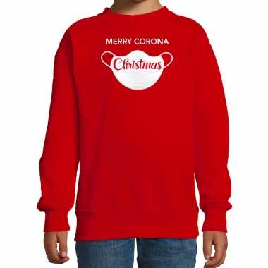 Merry corona christmas foute kerstsweater / outfit rood voor kinderen