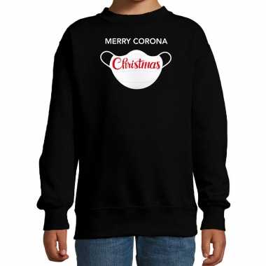 Merry corona christmas foute kerstsweater / outfit zwart voor kinderen
