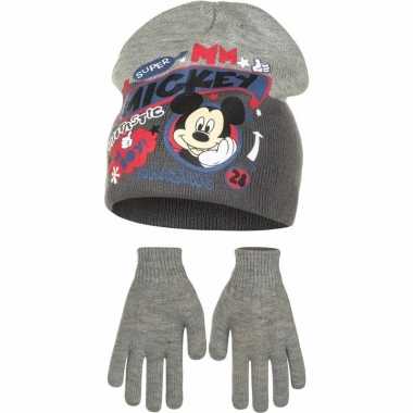 Mickey mouse winterset grijs 2 delig voor jongens