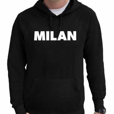 Milan/wereldstad milaan hoodie zwart heren