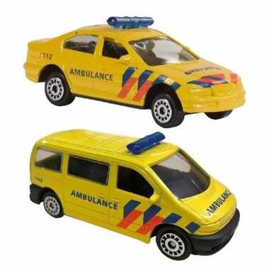 Nederlandse ambulance speelgoed modelauto set 2-dlg