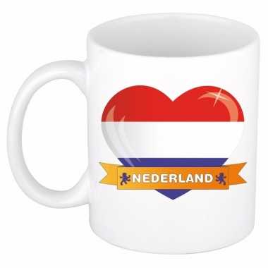 Feest nederlandse vlag hartje theebeker 300 ml
