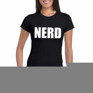 Feest nerd tekst t-shirt zwart dames