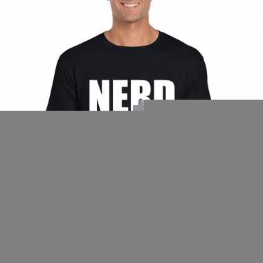 Feest nerd tekst t-shirt zwart heren