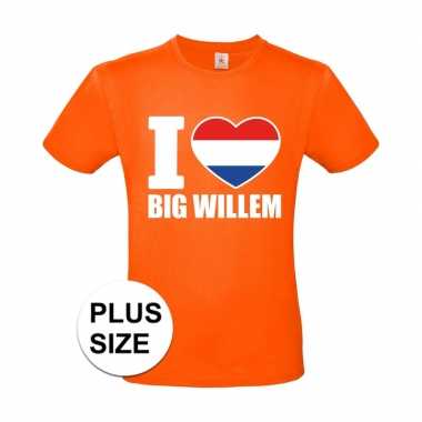 Oranje i love big willem grote maten shirt heren