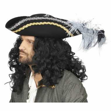 Piraten kapitein hoed zwart deluxe