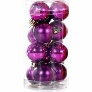 Plastic mini kerstballen paars 12 stuks 3 cm