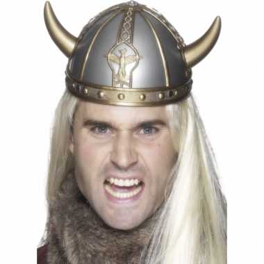 Plastic viking helm zilver