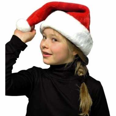 Pluche kerstmuts rood/wit voor kinderen