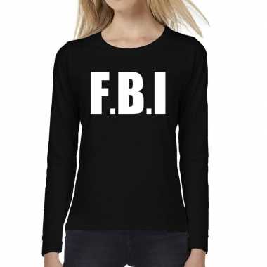 Politie fbi tekst t-shirt long sleeve zwart voor dames