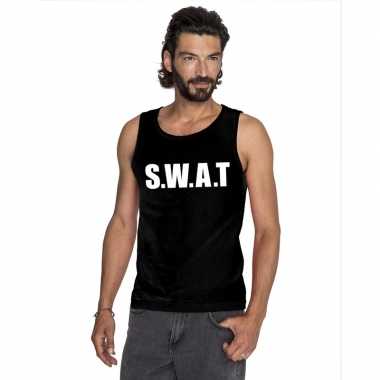 S.w.a.t tekst singlet shirt/ tanktop zwart heren