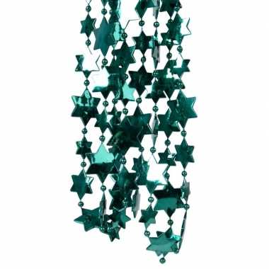 Smaragd groene kerstversiering ster kralenslinger 270 cm