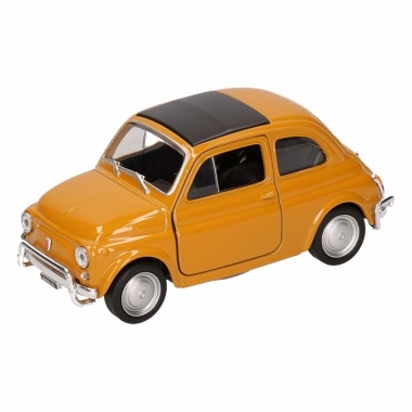 Speelgoed gele fiat 500 classic auto 10,5 cm