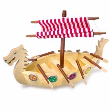 Speelgoed viking schip van hout