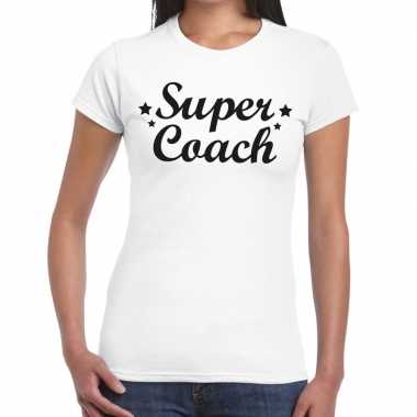 Super coach tekst t-shirt wit voor dames