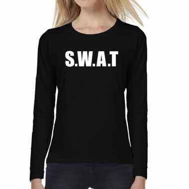 Swat tekst t-shirt long sleeve zwart voor dames