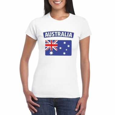 T-shirt met australische vlag wit dames