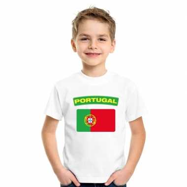 T-shirt met portugese vlag wit kinderen