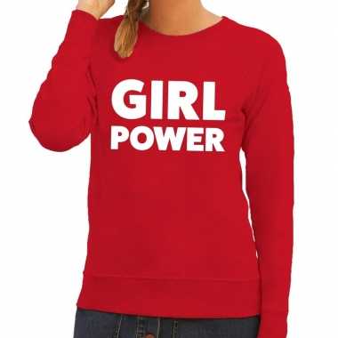 Toppers - girl power tekst sweater rood voor dames
