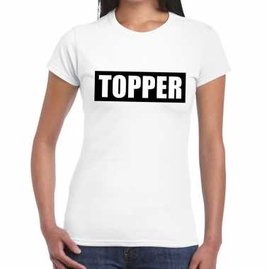 Toppers - topper in kader t-shirt wit dames