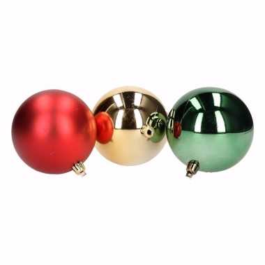 Feest traditional christmas mix kerstballen pakket groen glans en rood mat