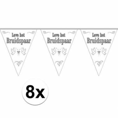 Vlaggenlijnen leve het bruidspaar 8x