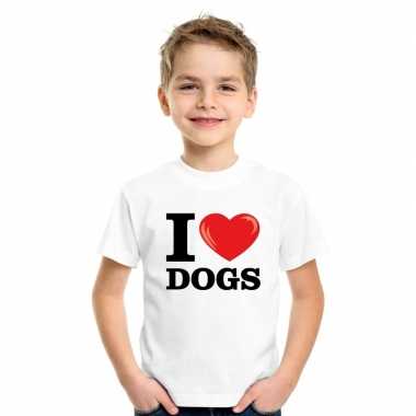 Wit i love dogs/ honden t-shirt kinderen