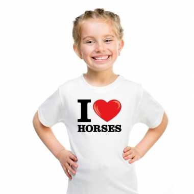 Wit i love horses/ paarden t-shirt kinderen