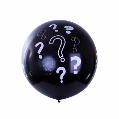 Zwarte mega ballon met vraagtekens 90 cm
