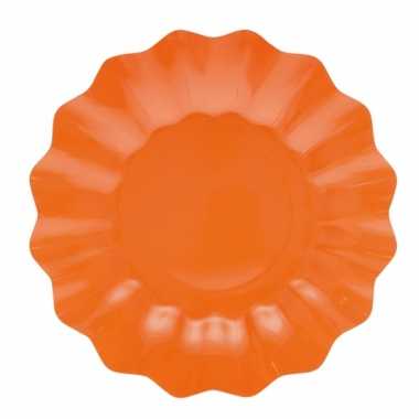 Feestartikelen diepe borden oranje 27 cm