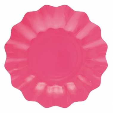 Feestartikelen diepe borden roze 27 cm